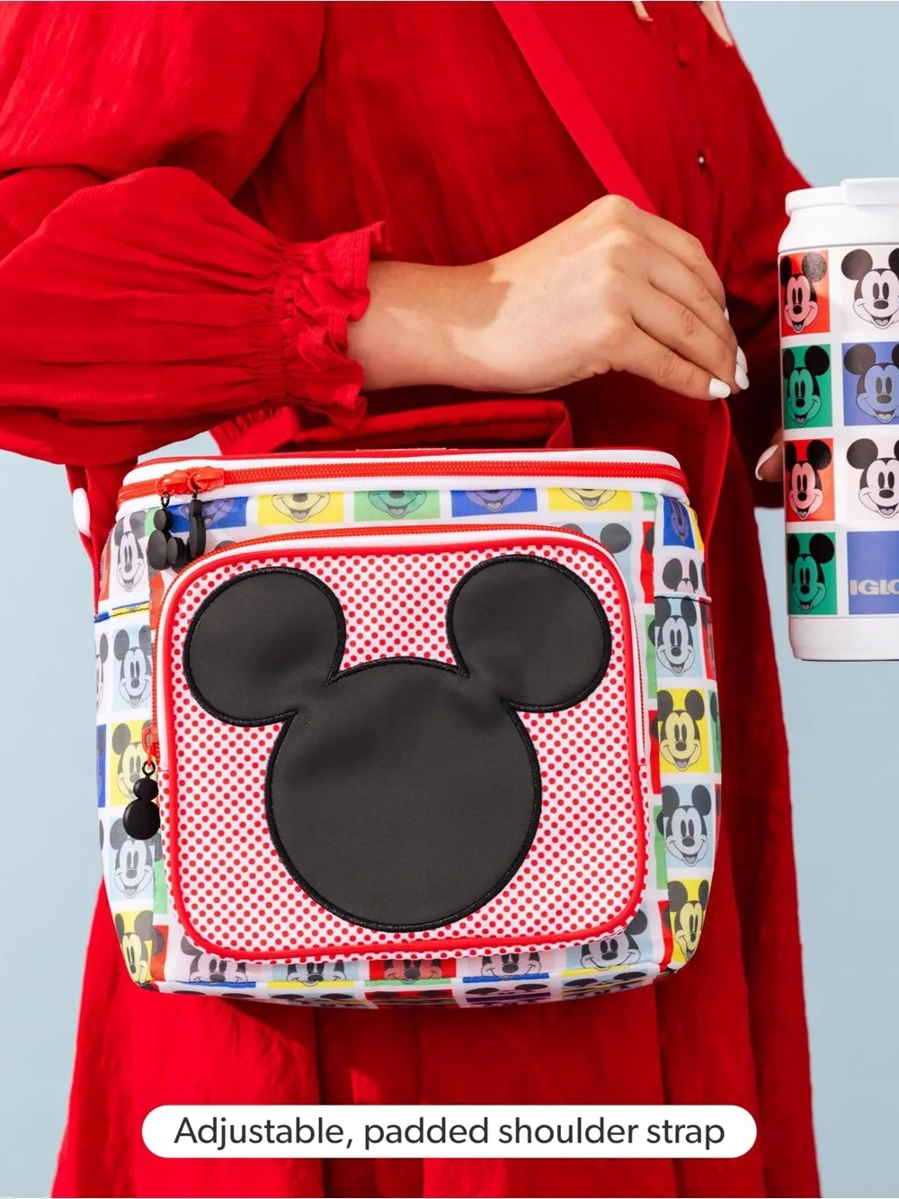 Disney Multicolor Mickey Mouse Red Accent Lunch Bag